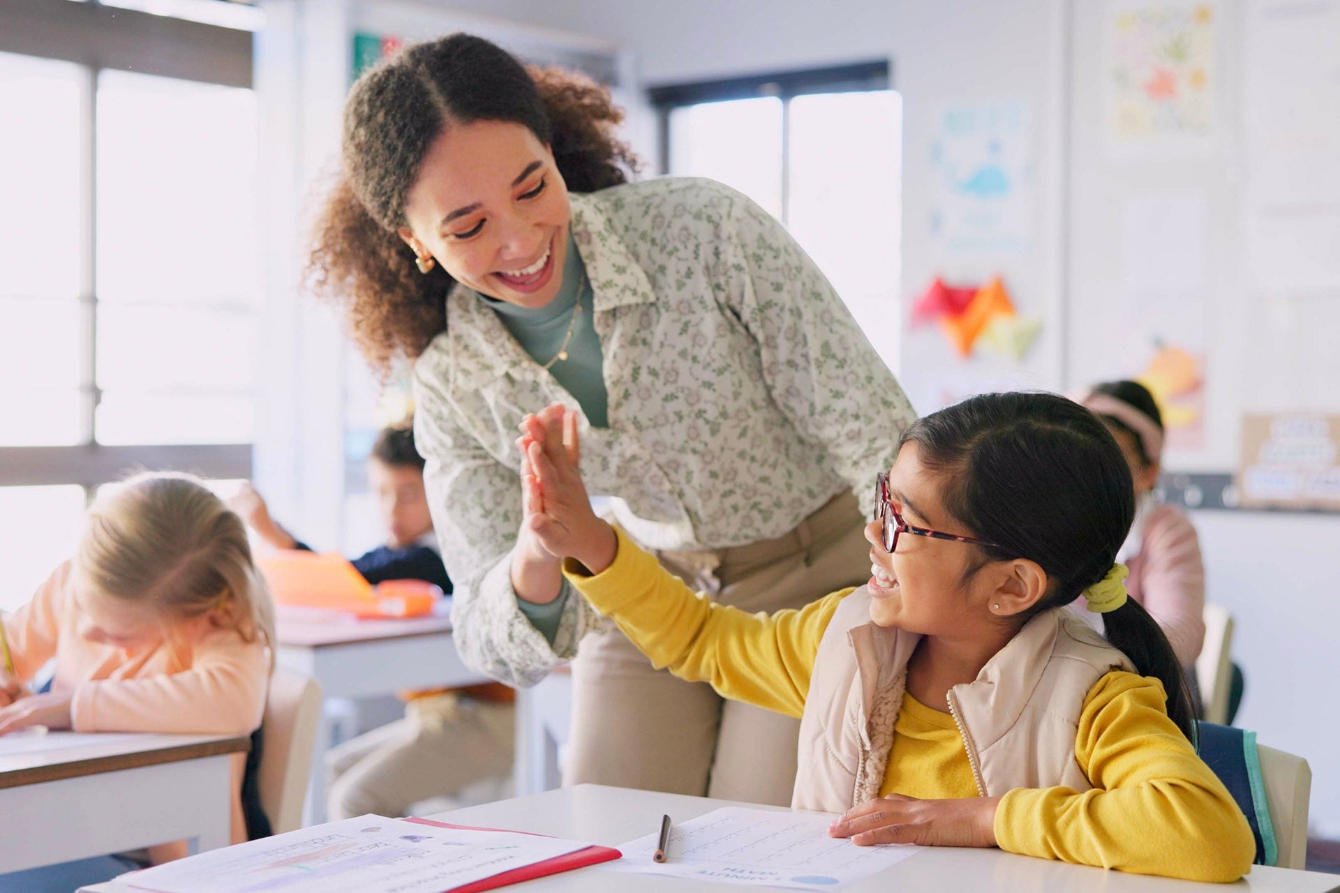 Teacher in a classroom at a K-12 school